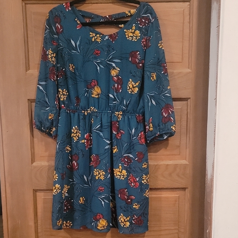 Maurices Teal Floral Midi Dress